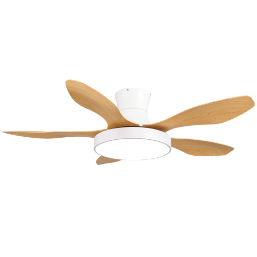 The Freyr Light Wood and White 5 Blade LED Ceiling Fan